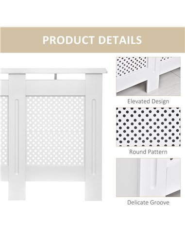 HOMCOM Wooden Radiator Cover Heating Cabinet Modern Home Furniture Grill Style White Painted (Medium)