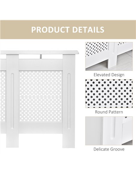 HOMCOM Wooden Radiator Cover Heating Cabinet Modern Home Furniture Grill Style White Painted (Medium) - pic 127044 | FastDaddyshop
