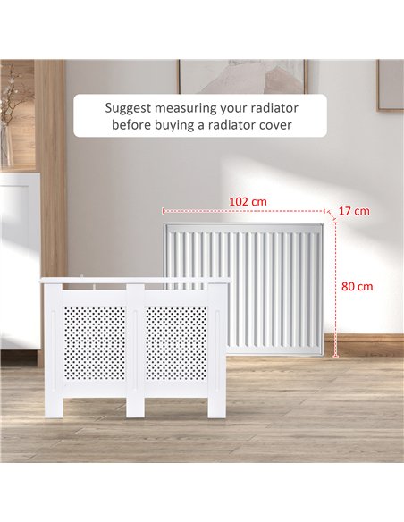 HOMCOM Wooden Radiator Cover Heating Cabinet Modern Home Furniture Grill Style White Painted (Medium) - pic 127045 | FastDaddyshop