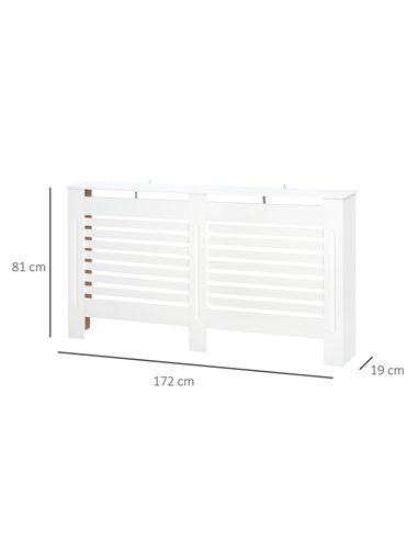 HOMCOM Radiator Cover, Modern MDF White Painted Cabinet with Horizontal Slats for Living Room, Bedroom, 172L x 19W x 81H cm