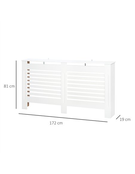 HOMCOM Radiator Cover, Modern MDF White Painted Cabinet with Horizontal Slats for Living Room, Bedroom, 172L x 19W x 81H cm - pic 127049 | FastDaddyshop