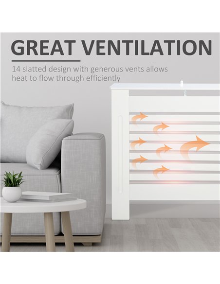HOMCOM Radiator Cover, Modern MDF White Painted Cabinet with Horizontal Slats for Living Room, Bedroom, 172L x 19W x 81H cm - pic 127050 | FastDaddyshop