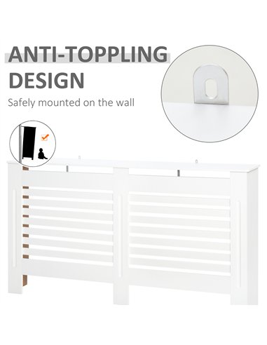 HOMCOM Radiator Cover, Modern MDF White Painted Cabinet with Horizontal Slats for Living Room, Bedroom, 172L x 19W x 81H cm