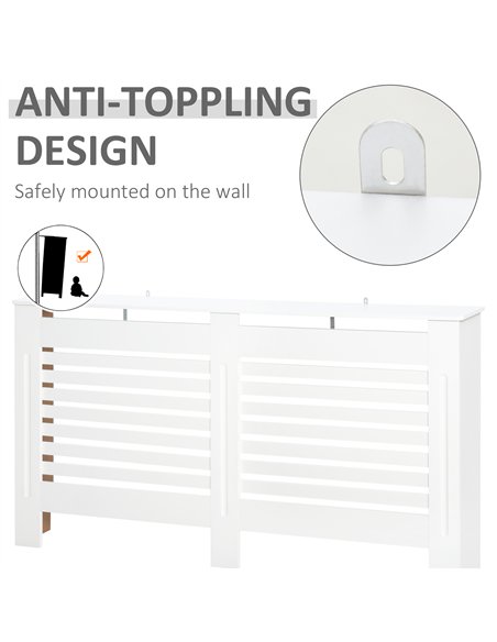 HOMCOM Radiator Cover, Modern MDF White Painted Cabinet with Horizontal Slats for Living Room, Bedroom, 172L x 19W x 81H cm - pic 127051 | FastDaddyshop