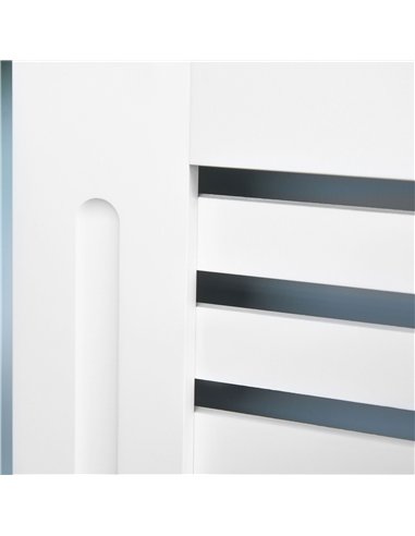HOMCOM Radiator Cover, Modern MDF White Painted Cabinet with Horizontal Slats for Living Room, Bedroom, 172L x 19W x 81H cm