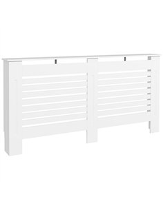 HOMCOM Radiator Cover, Modern MDF White Painted Cabinet with Horizontal Slats for Living Room, Bedroom, 152L x 19W x 81H cm