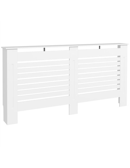 HOMCOM Radiator Cover, Modern MDF White Painted Cabinet with Horizontal Slats for Living Room, Bedroom, 152L x 19W x 81H cm - pic 127056 | FastDaddyshop