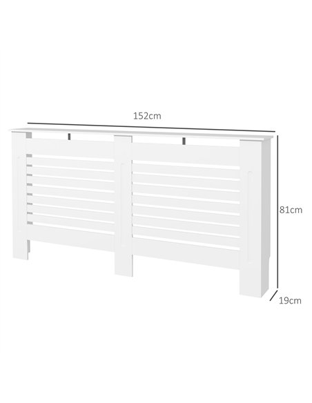 HOMCOM Radiator Cover, Modern MDF White Painted Cabinet with Horizontal Slats for Living Room, Bedroom, 152L x 19W x 81H cm - pic 127058 | FastDaddyshop