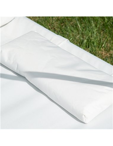 Outsunny Patio Double Hammock Sun Lounger Bed w/ Canopy Shelter, Wheels & 2 Pillows, White