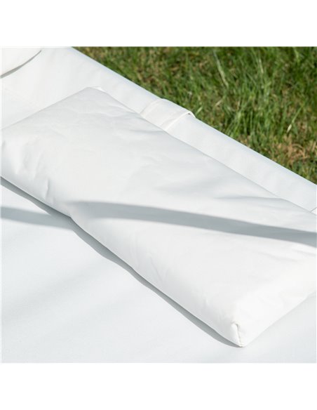 Outsunny Patio Double Hammock Sun Lounger Bed w/ Canopy Shelter, Wheels & 2 Pillows, White - pic 12706 | FastDaddyshop