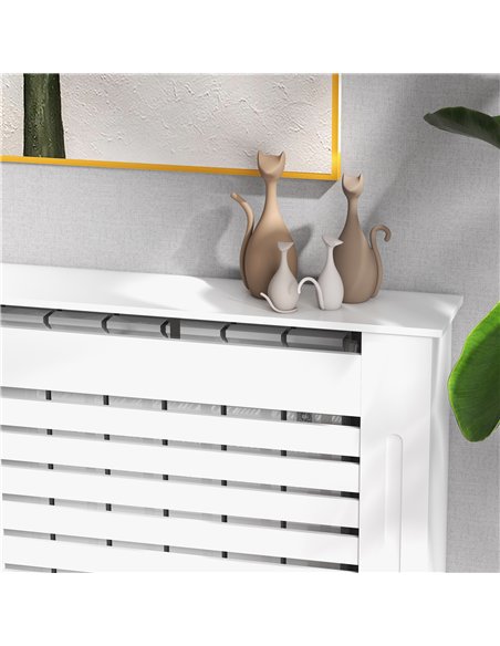 HOMCOM Radiator Cover, Modern MDF White Painted Cabinet with Horizontal Slats for Living Room, Bedroom, 152L x 19W x 81H cm - pic 127063 | FastDaddyshop