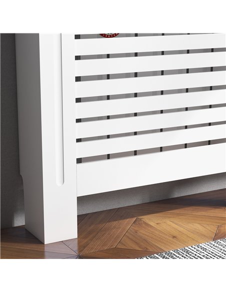 HOMCOM Radiator Cover, Modern MDF White Painted Cabinet with Horizontal Slats for Living Room, Bedroom, 152L x 19W x 81H cm - pic 127064 | FastDaddyshop