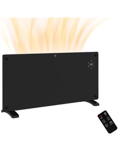 HOMCOM Electric Heater Wifi Smart App, 2000W Glass Panel Heater Radiator, Freestanding or Wall Mounted Convector Space Heater wi