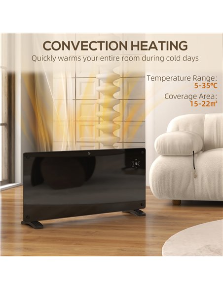HOMCOM Electric Heater Wifi Smart App, 2000W Glass Panel Heater Radiator, Freestanding or Wall Mounted Convector Space Heater wi - pic 127069 | FastDaddyshop