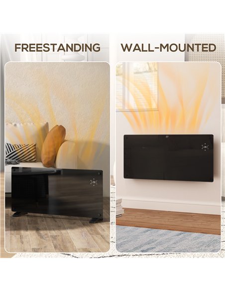 HOMCOM Electric Heater Wifi Smart App, 2000W Glass Panel Heater Radiator, Freestanding or Wall Mounted Convector Space Heater wi - pic 127071 | FastDaddyshop
