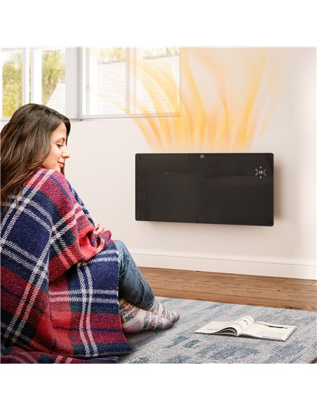 HOMCOM Electric Heater Wifi Smart App, 2000W Glass Panel Heater Radiator, Freestanding or Wall Mounted Convector Space Heater wi - pic 127073 | FastDaddyshop