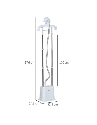 HOMCOM Upright Garment Clothes Steamer with 6 Steam Setting, 45s Fast Heat-up, 1.7L Water Tank and 45min Steamer, Wrinkle and Od