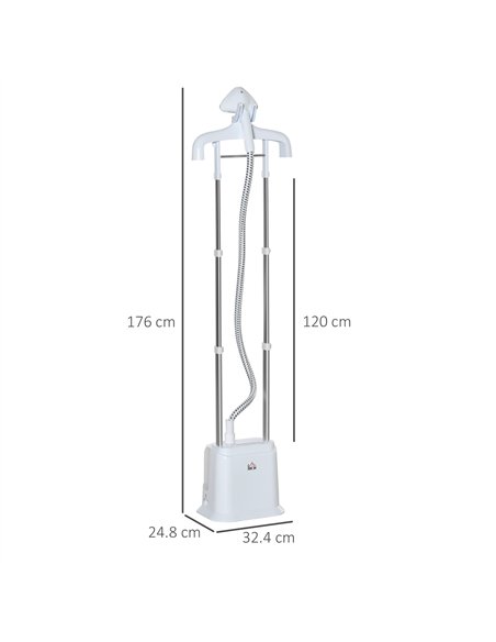 HOMCOM Upright Garment Clothes Steamer with 6 Steam Setting, 45s Fast Heat-up, 1.7L Water Tank and 45min Steamer, Wrinkle and Od - pic 127076 | FastDaddyshop