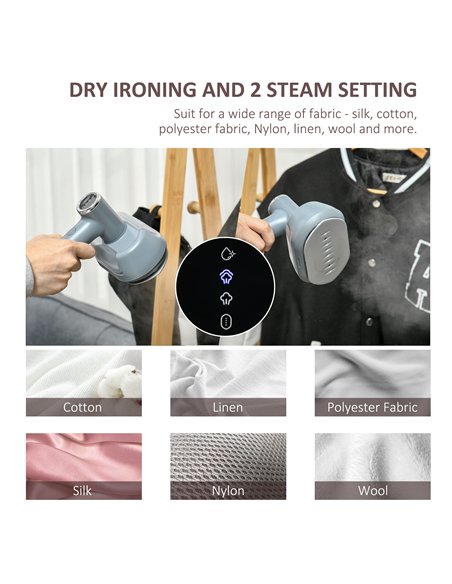 HOMCOM Clothes Steamer, 1200W Portable Handheld Garment Steamer for Home and Travel, Wrinkle Remover with Detachable Water Tank, - pic 127088 | FastDaddyshop