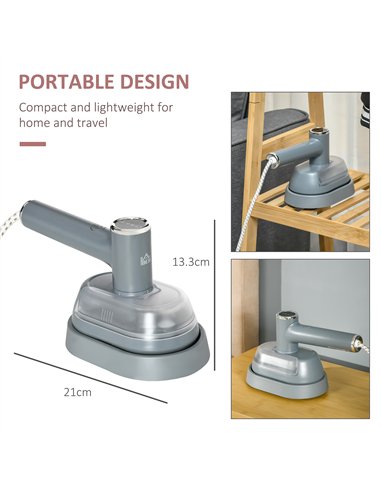 HOMCOM Clothes Steamer, 1200W Portable Handheld Garment Steamer for Home and Travel, Wrinkle Remover with Detachable Water Tank,