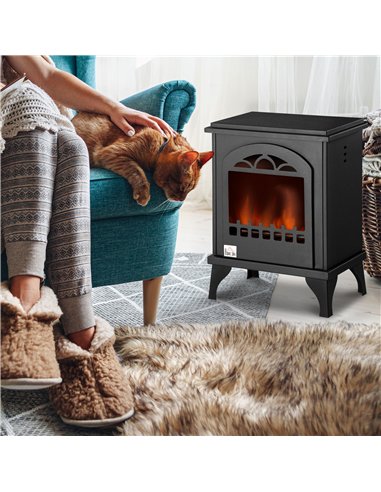 HOMCOM Free Standing Ethanol Fireplace, Bioethanol Heater Stove Fire with 0.9L Tank, 3 Hours Burning Time, Black