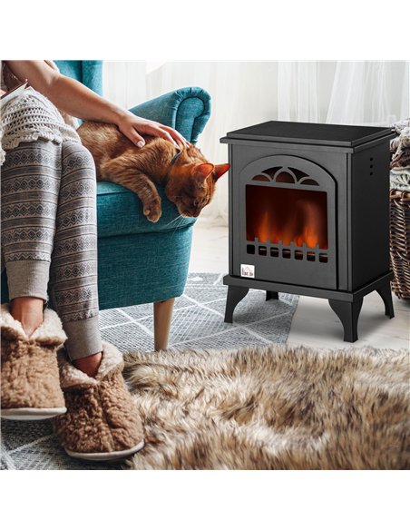 HOMCOM Free Standing Ethanol Fireplace, Bioethanol Heater Stove Fire with 0.9L Tank, 3 Hours Burning Time, Black - pic 127093 | FastDaddyshop
