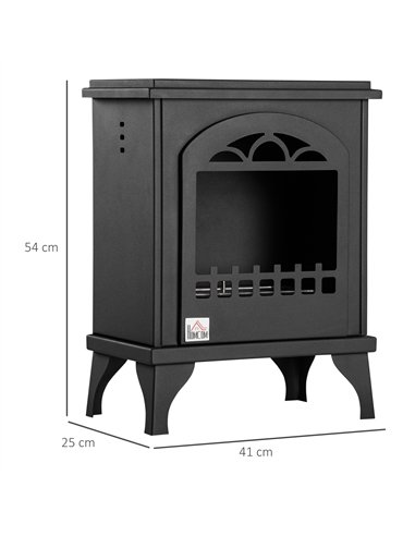 HOMCOM Free Standing Ethanol Fireplace, Bioethanol Heater Stove Fire with 0.9L Tank, 3 Hours Burning Time, Black