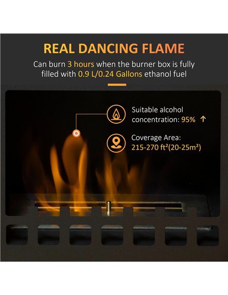 HOMCOM Free Standing Ethanol Fireplace, Bioethanol Heater Stove Fire with 0.9L Tank, 3 Hours Burning Time, Black - pic 127095 | FastDaddyshop