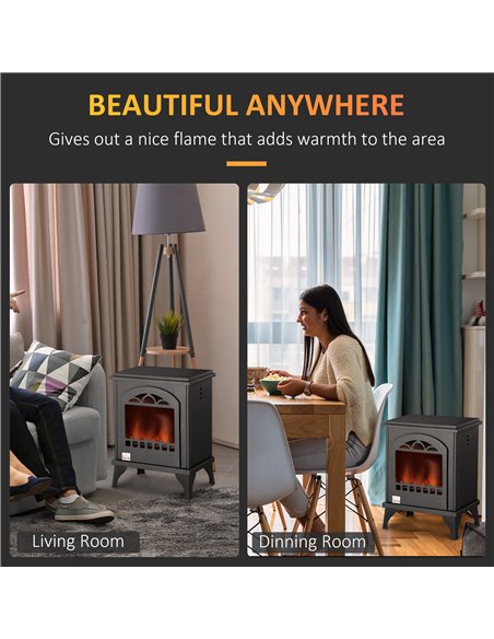 HOMCOM Free Standing Ethanol Fireplace, Bioethanol Heater Stove Fire with 0.9L Tank, 3 Hours Burning Time, Black - pic 127097 | FastDaddyshop