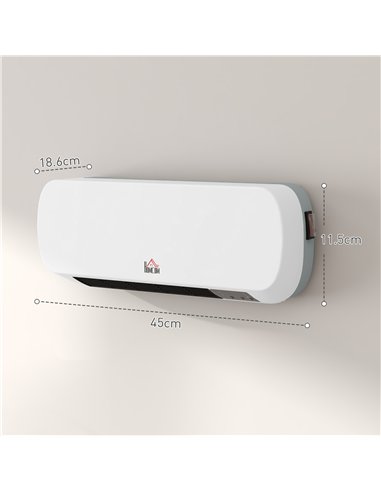 HOMCOM 2000W PTC On-Wall Heater, 10-49°C Temperature - White