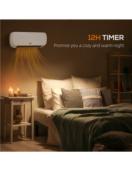 HOMCOM 2000W PTC On-Wall Heater, 10-49°C Temperature - White - pic 127104 | FastDaddyshop
