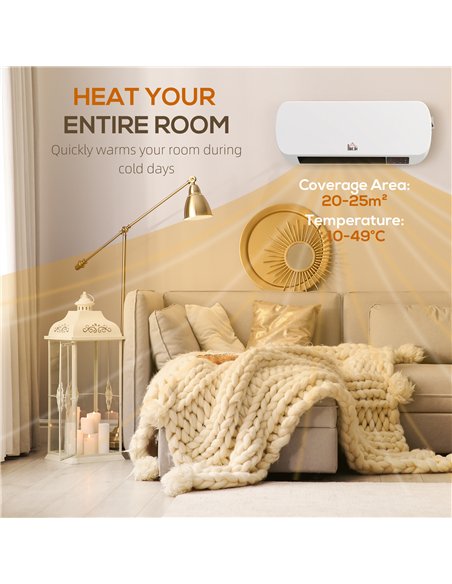 HOMCOM 2000W PTC On-Wall Heater, 10-49°C Temperature - White - pic 127106 | FastDaddyshop