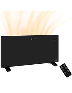 HOMCOM 2000W Electric Convector Heater, Freestanding or Wall Mounted, Space Heater with Adjustable Thermostat, Timer, Black
