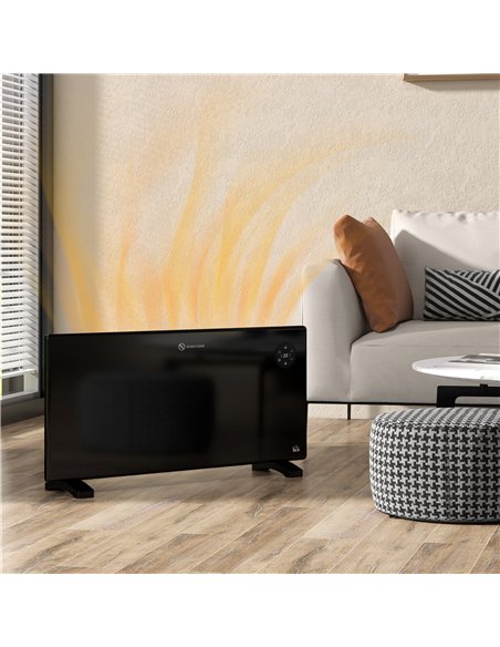 HOMCOM 2000W Electric Convector Heater, Freestanding or Wall Mounted, Space Heater with Adjustable Thermostat, Timer, Black - pic 127111 | FastDaddyshop