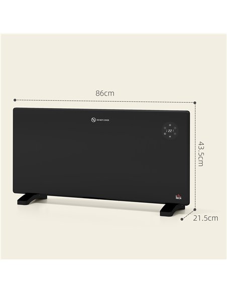 HOMCOM 2000W Electric Convector Heater, Freestanding or Wall Mounted, Space Heater with Adjustable Thermostat, Timer, Black - pic 127112 | FastDaddyshop