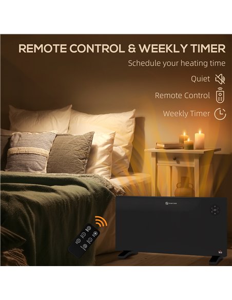 HOMCOM 2000W Electric Convector Heater, Freestanding or Wall Mounted, Space Heater with Adjustable Thermostat, Timer, Black - pic 127115 | FastDaddyshop