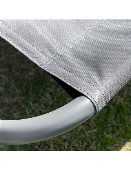 Outsunny Patio Double Hammock Sun Lounger Bed w/ Canopy Shelter, Wheels & 2 Pillows, Grey - pic 12712 | FastDaddyshop