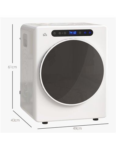 HOMCOM 4kg Vented Tumble Dryer, 1000W Compact Freestanding Front Tumble Dryer with Stainless Steel Tub, Timer, 6 Heat Settings, 