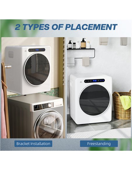 HOMCOM 4kg Vented Tumble Dryer, 1000W Compact Freestanding Front Tumble Dryer with Stainless Steel Tub, Timer, 6 Heat Settings,  - pic 127125 | FastDaddyshop