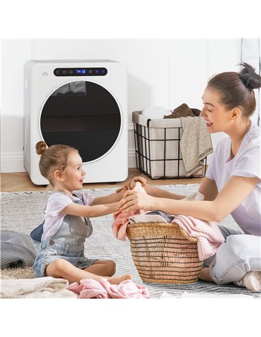 HOMCOM 4kg Vented Tumble Dryer, 1000W Compact Freestanding Front Tumble Dryer with Stainless Steel Tub, Timer, 6 Heat Settings, 