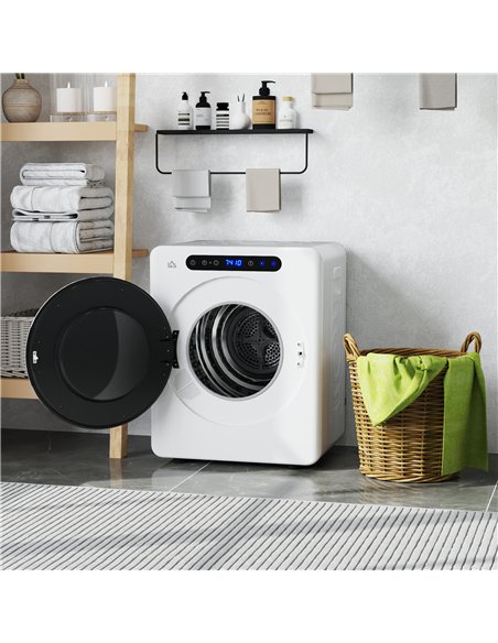 HOMCOM 4kg Vented Tumble Dryer, 1000W Compact Freestanding Front Tumble Dryer with Stainless Steel Tub, Timer, 6 Heat Settings,  - pic 127127 | FastDaddyshop