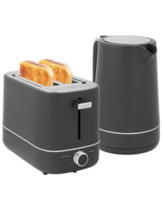 HOMCOM Kettle and Toaster Set, 1.7L 3000W Fast Boil Kettle & 2 Slice Toaster Kitchen Set with 6 Level Browning Controls, Defrost