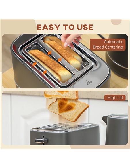 HOMCOM Kettle and Toaster Set, 1.7L 3000W Fast Boil Kettle & 2 Slice Toaster Kitchen Set with 6 Level Browning Controls, Defrost - pic 127135 | FastDaddyshop