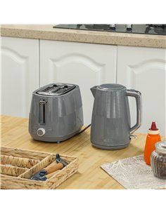 HOMCOM Kettle and Toaster Set, 1.7L 3000W Fast Boil Kettle & 2 Slice Toaster Kitchen Set with 7 Level Browning Controls, Defrost 2