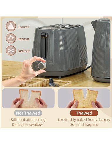 HOMCOM Kettle and Toaster Set, 1.7L 3000W Fast Boil Kettle & 2 Slice Toaster Kitchen Set with 7 Level Browning Controls, Defrost