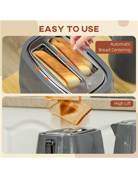 HOMCOM Kettle and Toaster Set, 1.7L 3000W Fast Boil Kettle & 2 Slice Toaster Kitchen Set with 7 Level Browning Controls, Defrost - pic 127144 | FastDaddyshop