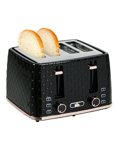 HOMCOM 4 Slice Toaster with 7 Browning Levels, High Lift, Reheat/Defrost/Cancel, Self-centring Function, Removable Crumb Tray, A - pic 127146 | FastDaddyshop