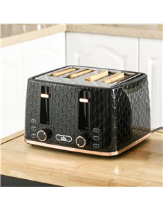 HOMCOM 4 Slice Toaster with 7 Browning Levels, High Lift, Reheat/Defrost/Cancel, Self-centring Function, Removable Crumb Tray, A 2