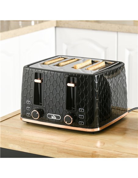 HOMCOM 4 Slice Toaster with 7 Browning Levels, High Lift, Reheat/Defrost/Cancel, Self-centring Function, Removable Crumb Tray, A - pic 127147 | FastDaddyshop