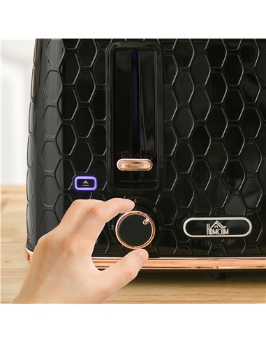 HOMCOM 4 Slice Toaster with 7 Browning Levels, High Lift, Reheat/Defrost/Cancel, Self-centring Function, Removable Crumb Tray, A